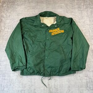 Vintage Coaches Jacket Mens XL Green Bay Packers Pack Attack Vtg 70s Windbreaker